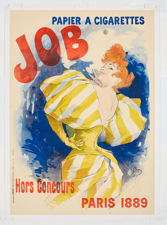 Jules Cheret (French, 1836–1932), ‘Job,’ 1895. Color lithograph. Image: 46 by 32 1/2in. (116.84 by 82.55cm), sheet: 49 1/8 by 34 5/8in. (124.78 by 87.95cm). The James and Susee Wiechmann Collection, M2021.234. Photo by John R. Glembin 
