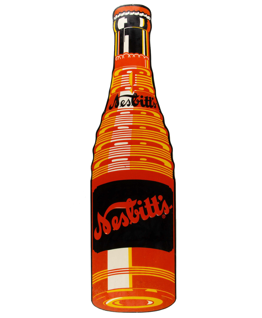 Large Nesbitt’s embossed-tin bottle sign, est. $1,000-$2,000