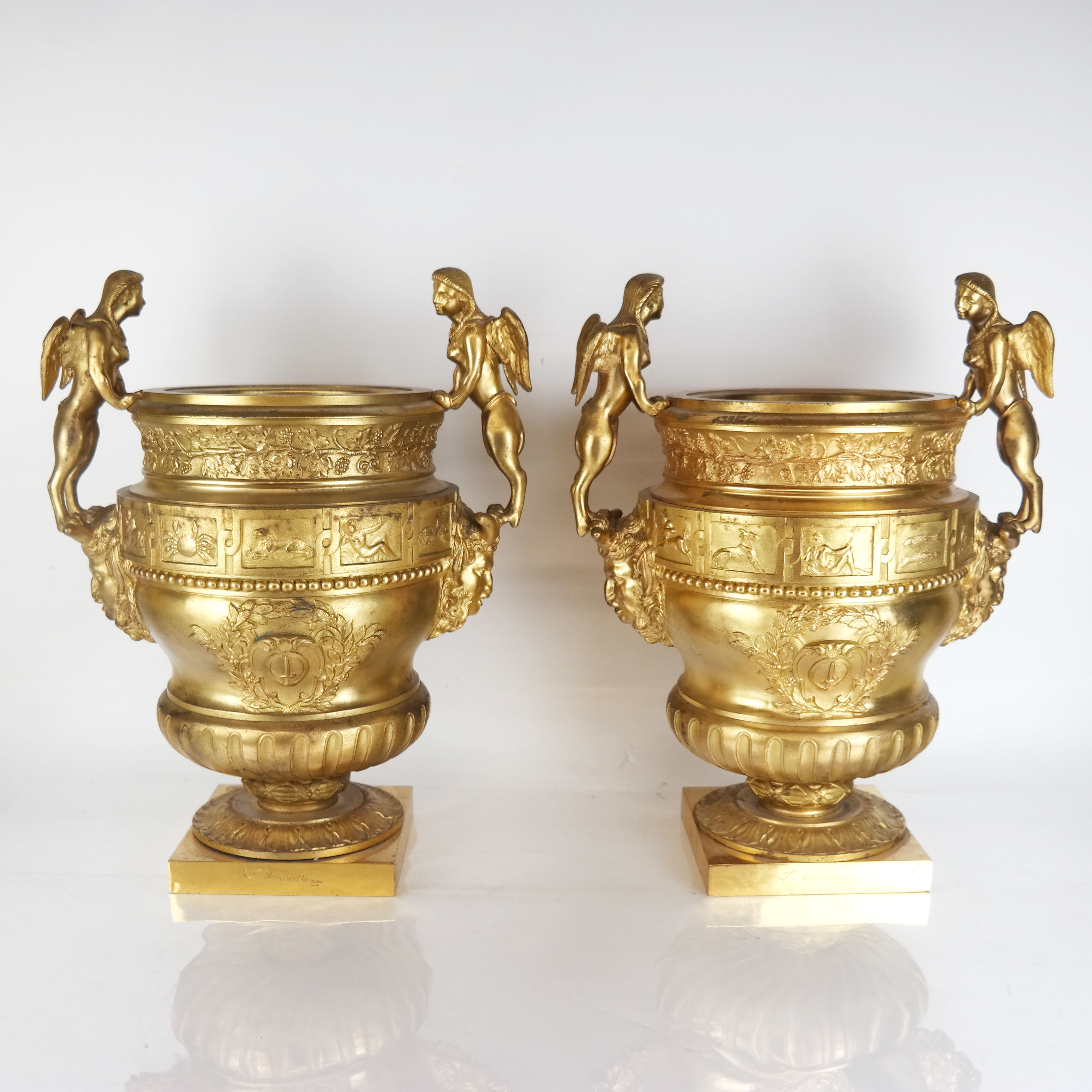 Pair of Neoclassical-style gilt bronze wine coolers, est. $3,000-$5,000