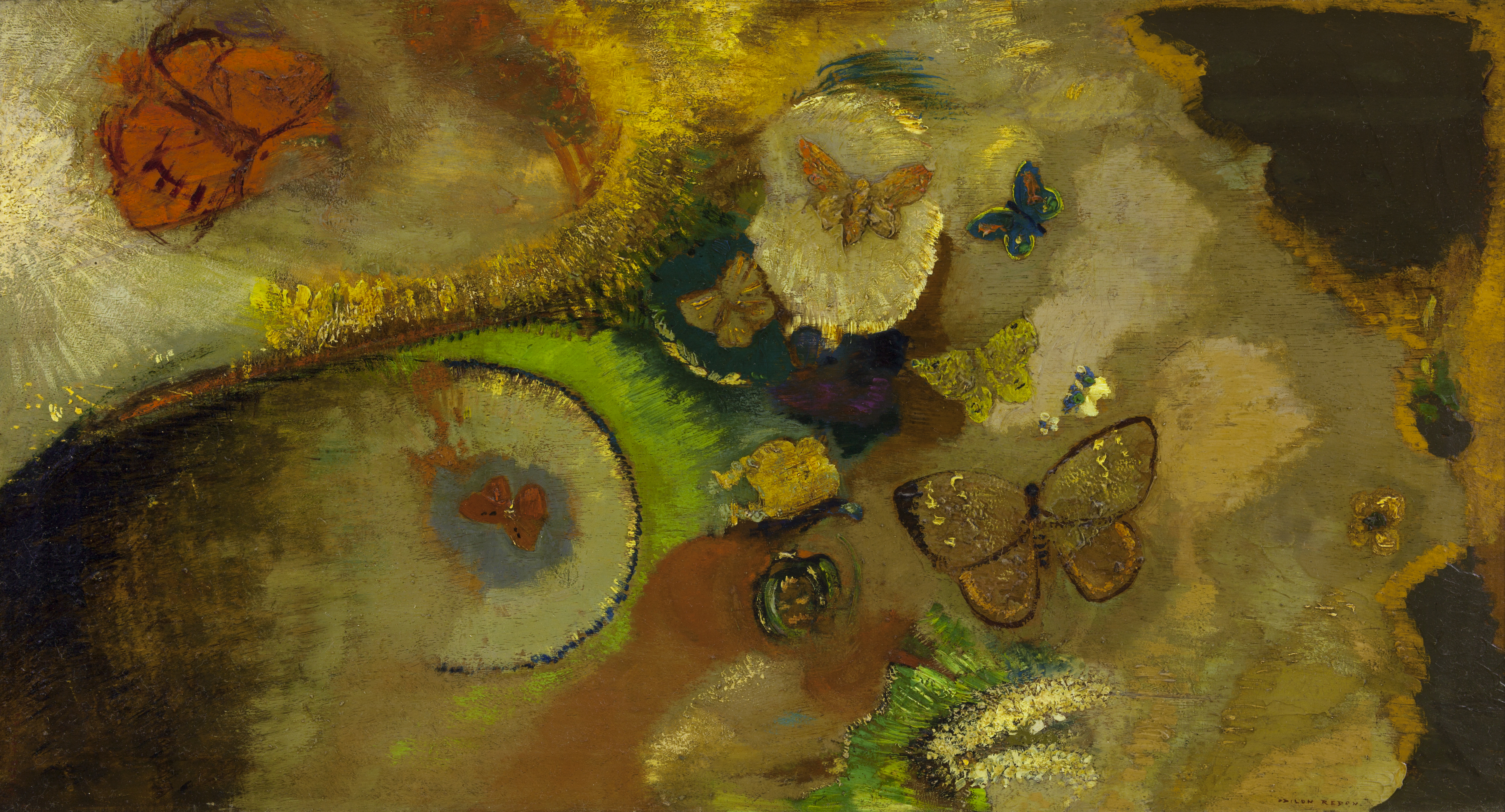 Odilon Redon, ‘The Dream of Butterflies,’ 1910-1915. Oil on canvas. Framed: 24 by 37.25in. The New Orleans Museum of Art, The Muriel Bultman Frances Collection, 86.284