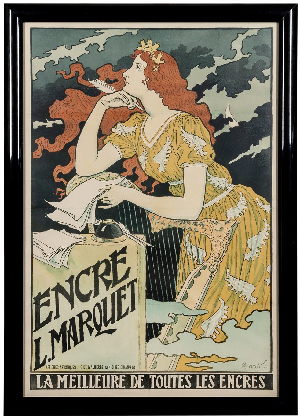 1892 Eugene Grasset poster for Encre L. Marquet ink, est. $1,600-$2,400