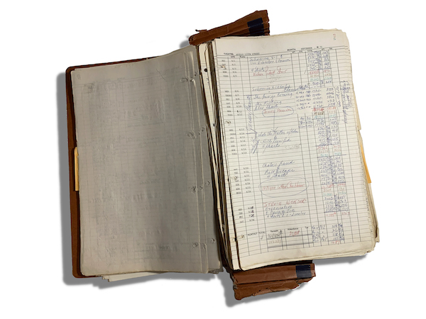 Apollo Theater ledger documenting performers on its stage from the 1930s through the 1970s, est. $70,000-$90,000