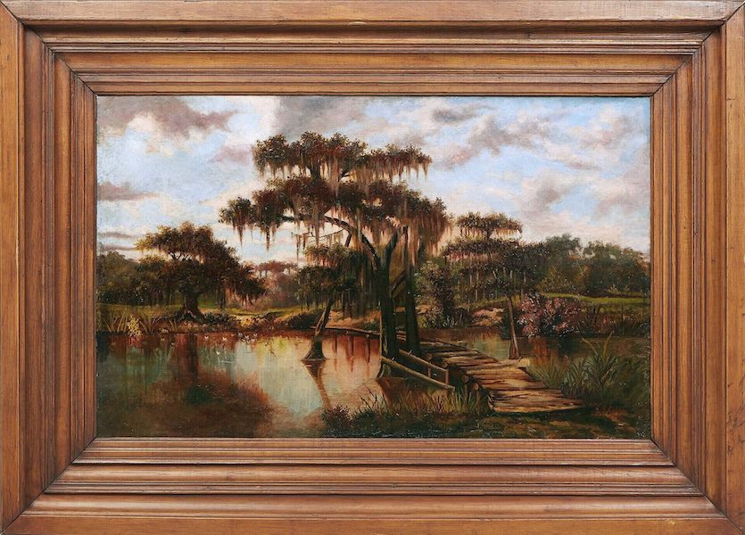 E. S. Cooper, ‘Wooden Bridge in a Louisiana Bayou Landscape,’ est. $20,000-$40,000