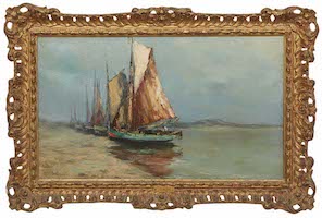 Eugene Louis Boudin, ‘Bateaux sur la Plage de Bretagne (Boats on Brittany Beach),’ est. $10,000-$20,000
