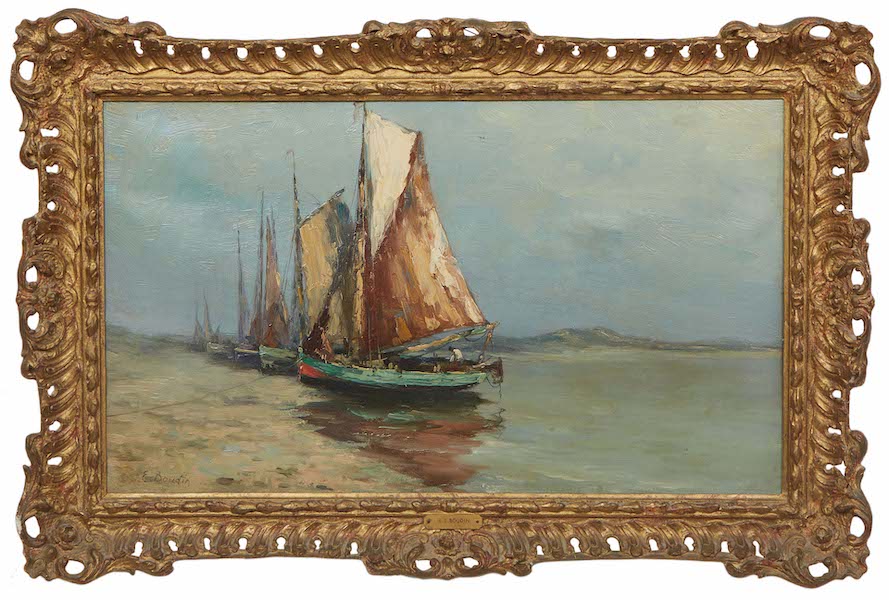 Eugene Louis Boudin, ‘Bateaux sur la Plage de Bretagne (Boats on Brittany Beach),’ est. $10,000-$20,000