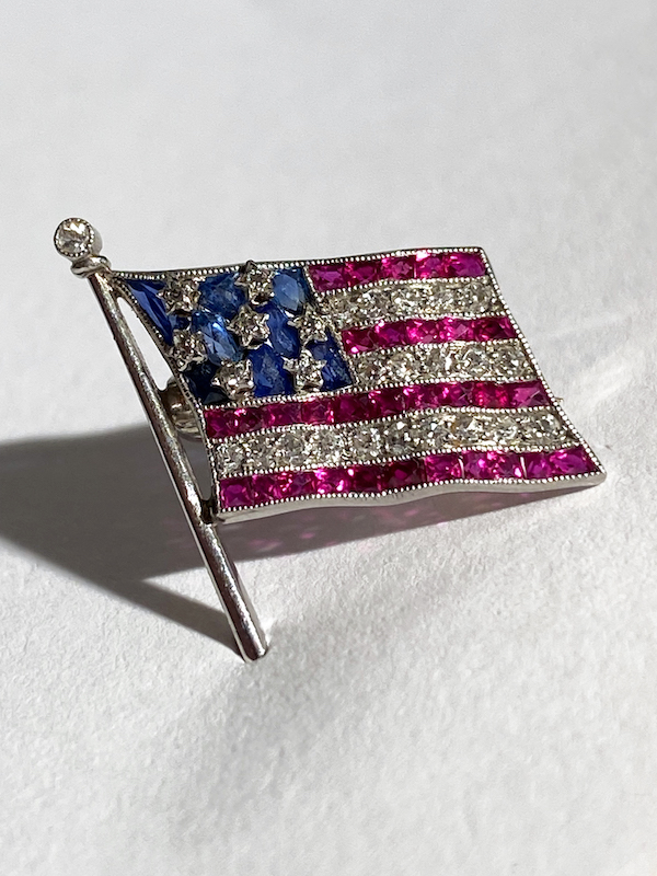 President Franklin Delano Roosevelt’s diamond, ruby and sapphire American flag pin, est. $10,000-$15,000