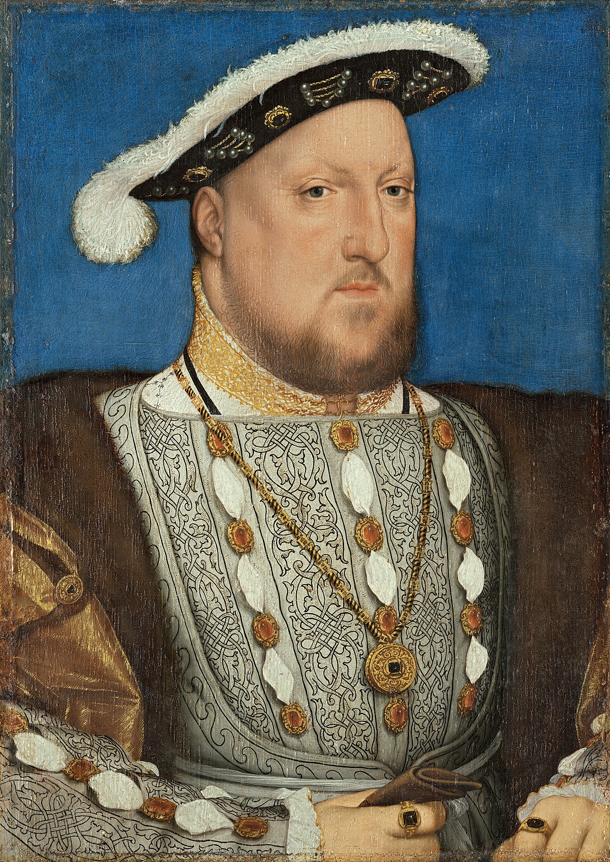 Hans Holbein the Younger (German, Augsburg 1497-98–1543 London), ‘Henry VIII,’ circa 1537. Oil on wood, 11 by 7 7/8in. (28 by 20cm). Museo Nacional Thyssen-Bornemisza, Madrid. Image © Museo Nacional Thyssen- Bornemisza, Madrid