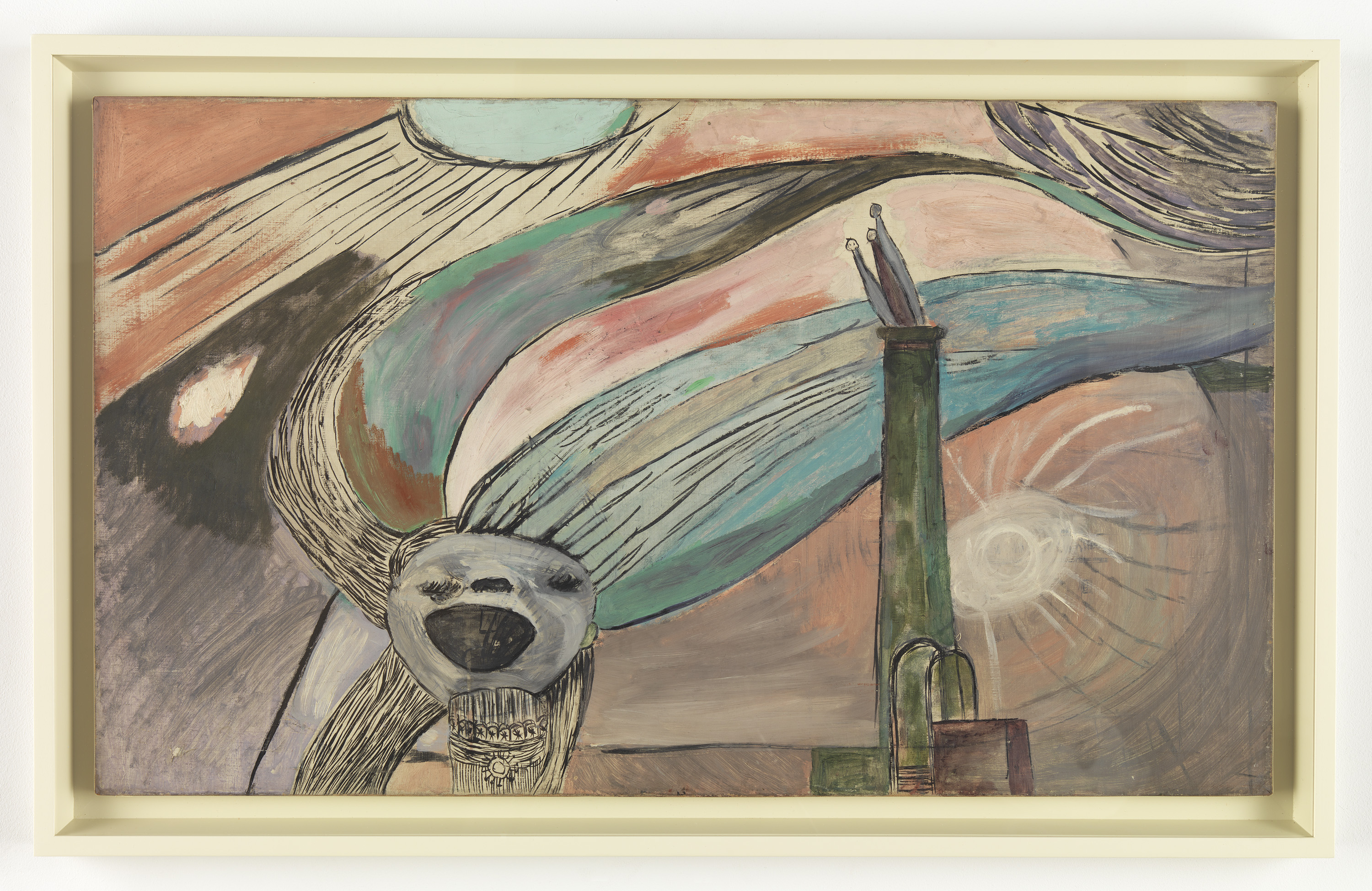Louise Bourgeois, ‘Untitled,’ 1946-1947. Oil on canvas, 26 by 44in (66 by 111.8cm). ARTIST ROOMS, Tate and National Galleries of Scotland, Lent by the Artist Rooms Foundation 2018. Photo by Christopher Burke. © The Easton Foundation/Licensed by VAGA at Artists Rights Society (ARS), NY.