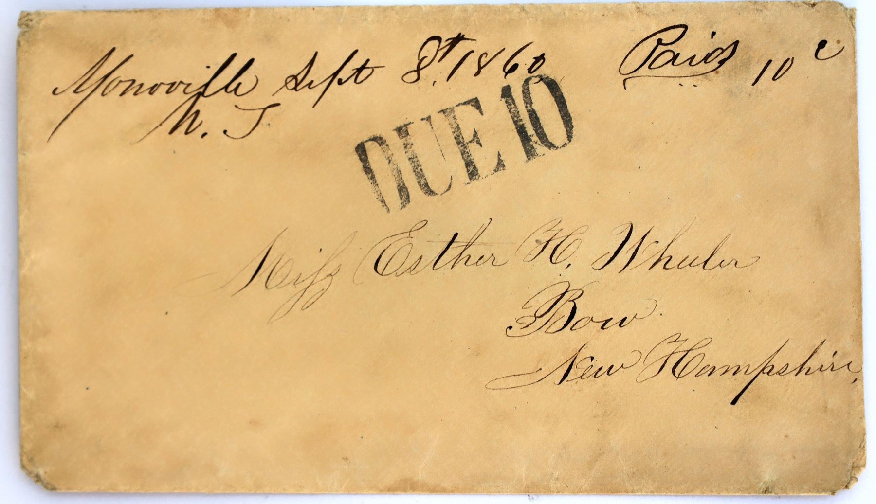 1860 manuscript out of the short-lived Monoville, Nevada mining camp, with a Utah Territory postmark, $7,187