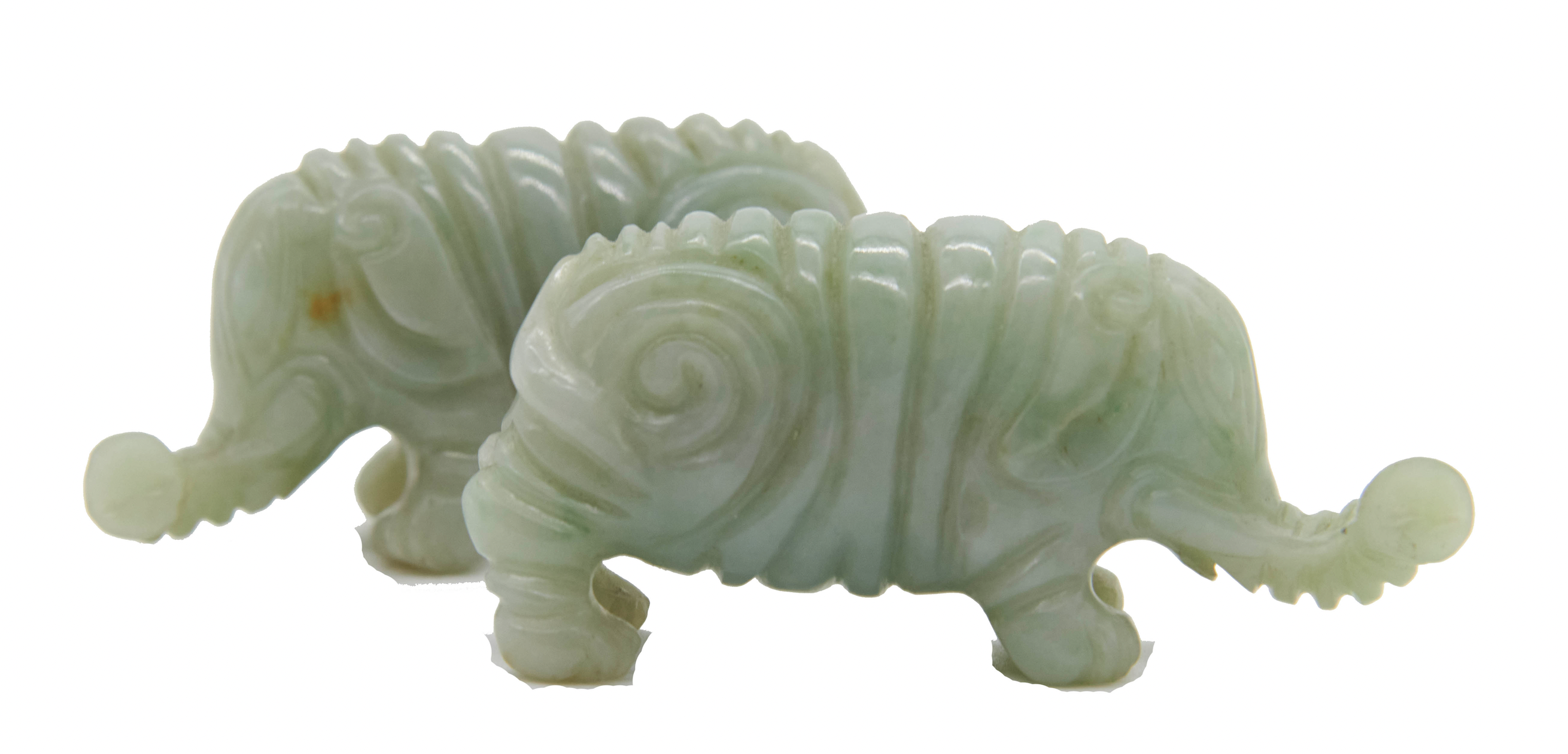 Pair of 19th-century Chinese carved green jade elephants, est. $700-$900