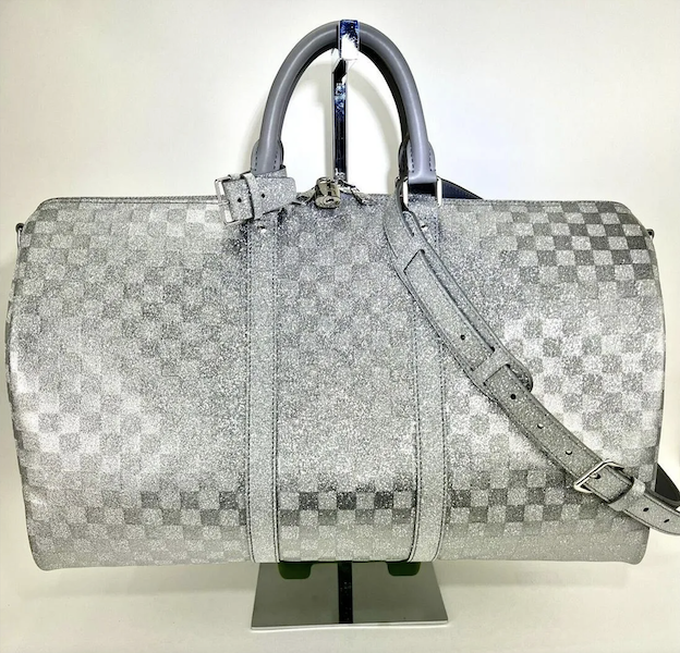 Louis Vuitton Keepall Bandouliere 50B silver glitter Damier pattern duffle bag, est. $9,000-$11,000