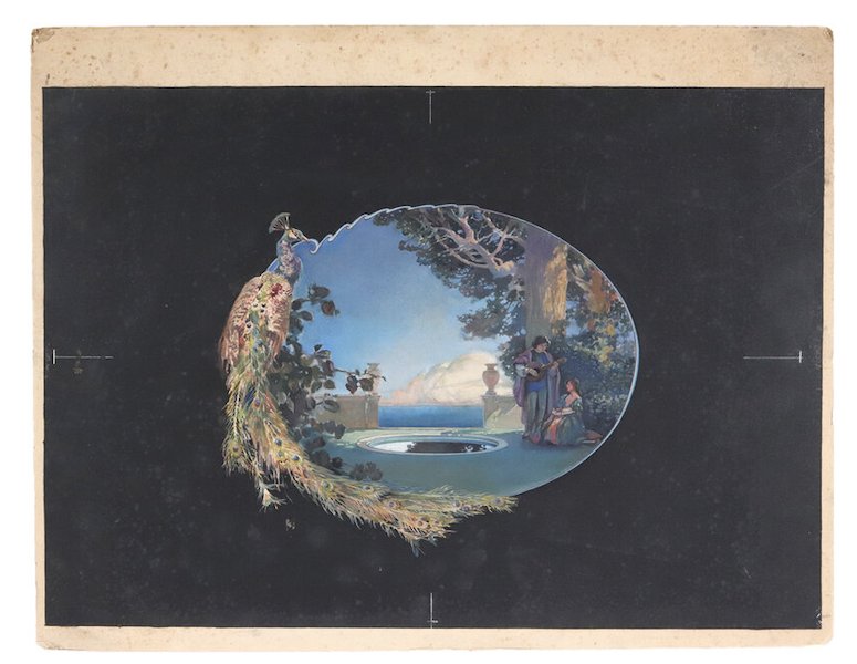 Maxfield Parrish, ‘Untitled (Figures in a Landscape with Peacock),’ est. $20,000-$40,000
