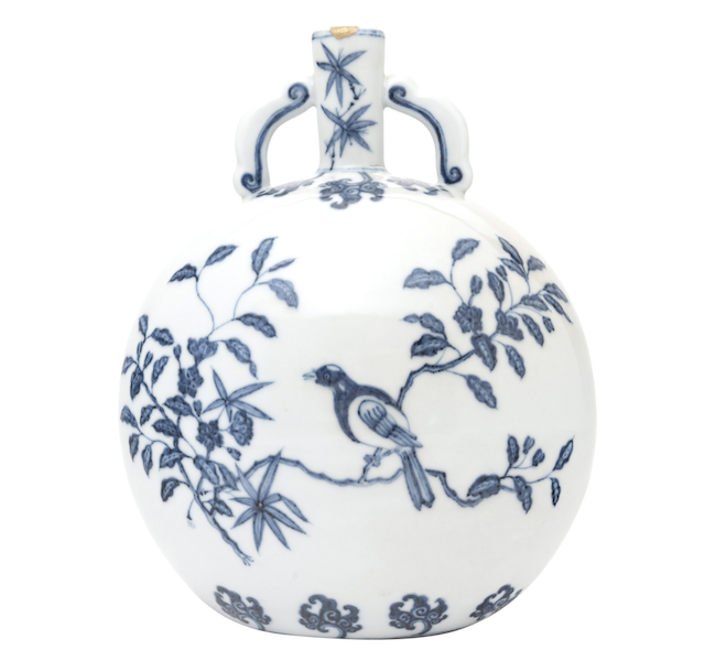 Chinese blue and white moon flask, $19,680
