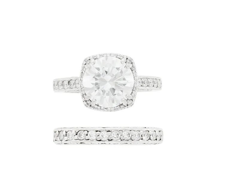  Platinum and diamond ring and diamond band ring, $28,350