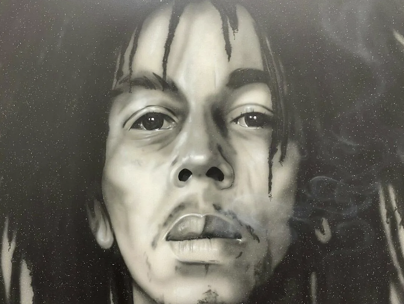 Monochromatic portrait of Bob Marley by Paul Karslake, est. $14,000-$17,000