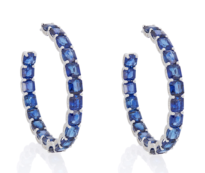 Pair of sapphire and diamond hoop earrings, est. $20,000-$30,000