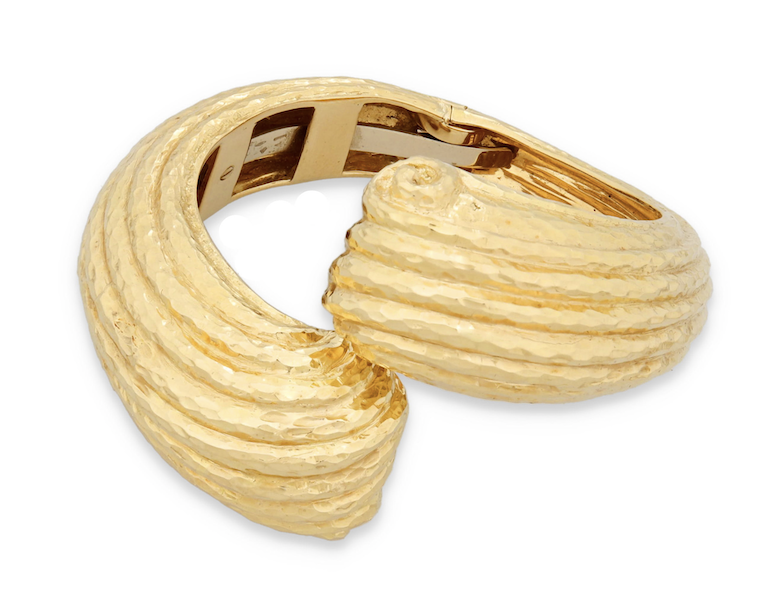  18K gold cuff bracelet, est. $3,500-$4,500