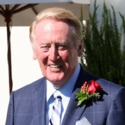 Dodgers broadcasting legend Vin Scully, photographed in September 2013. He died on August 2 at the age of 94. Image courtesy of Wikimedia Commons, photo credit Floatjon. Shared under the Creative Commons Attribution-Share Alike 3.0 Unported license.