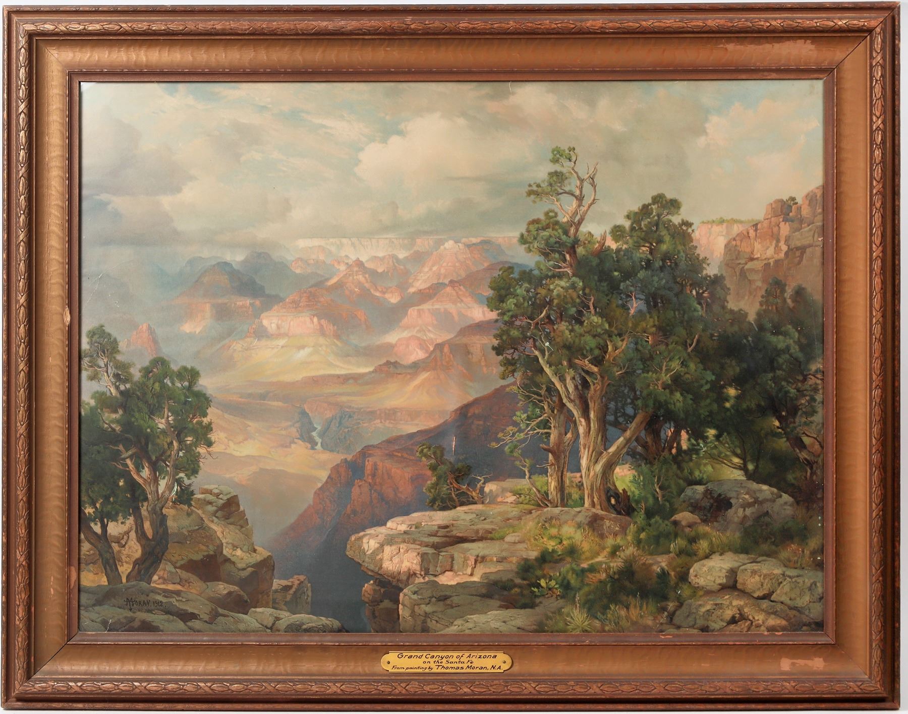 Thomas Moran chromolithograph of the Grand Canyon, signed and dated 1912, est. $4,000-$6,000