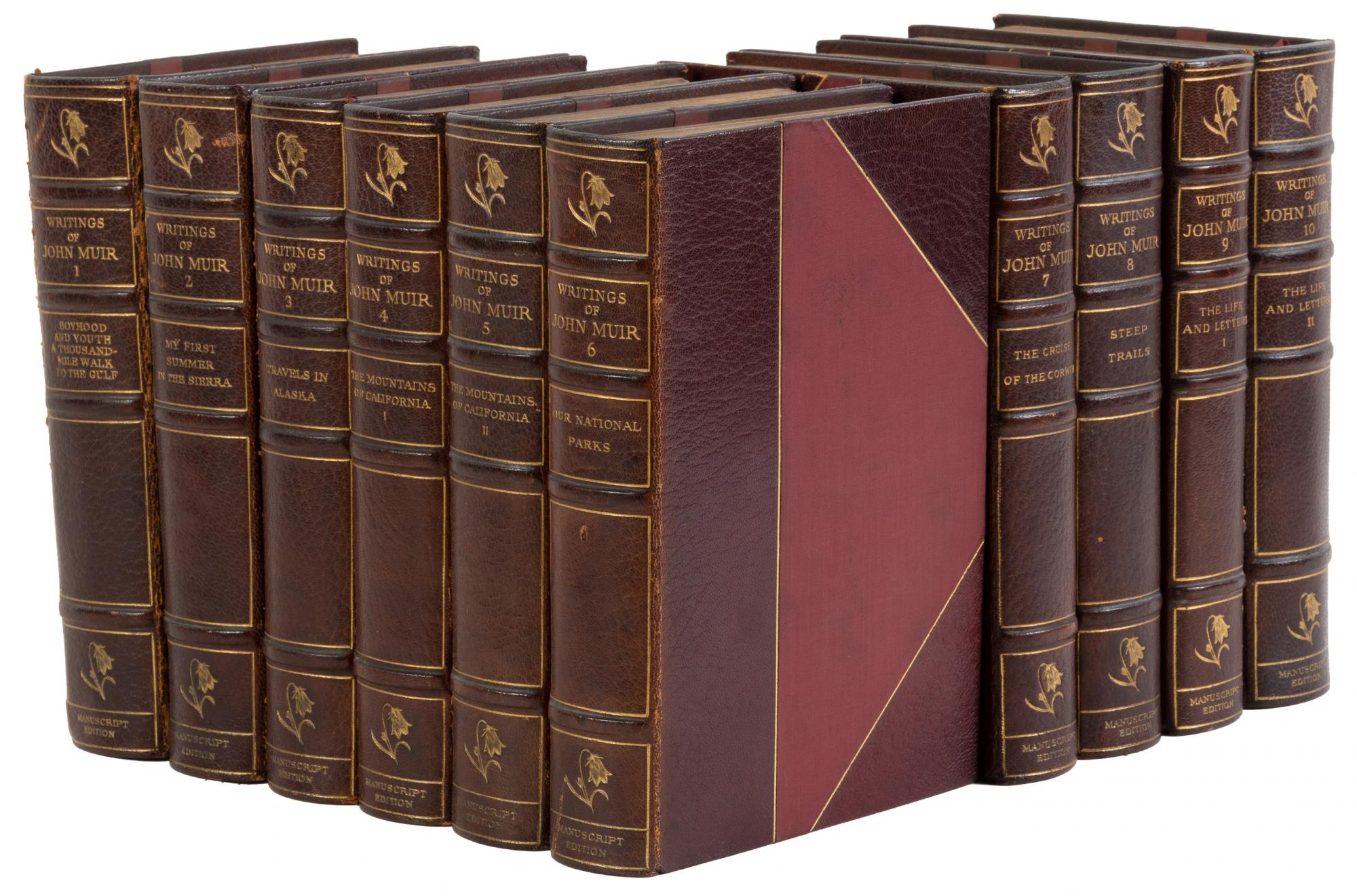 ‘Writings of John Muir’ in 10 volumes, with manuscript leaf, est. $5,000-$8,000