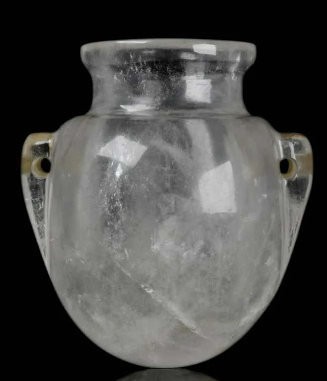 A circa-800-600 B.C. neo-Assyrian rock crystal vessel, hollowed out from a large piece of solid rock crystal, sold at Apollo Art Auctions for $70,235 plus the buyer’s premium in January 2022. While undecorated, this piece exemplifies ancient craftsman’s skills, as rock crystal was known to be one the hardest stones they worked with. 