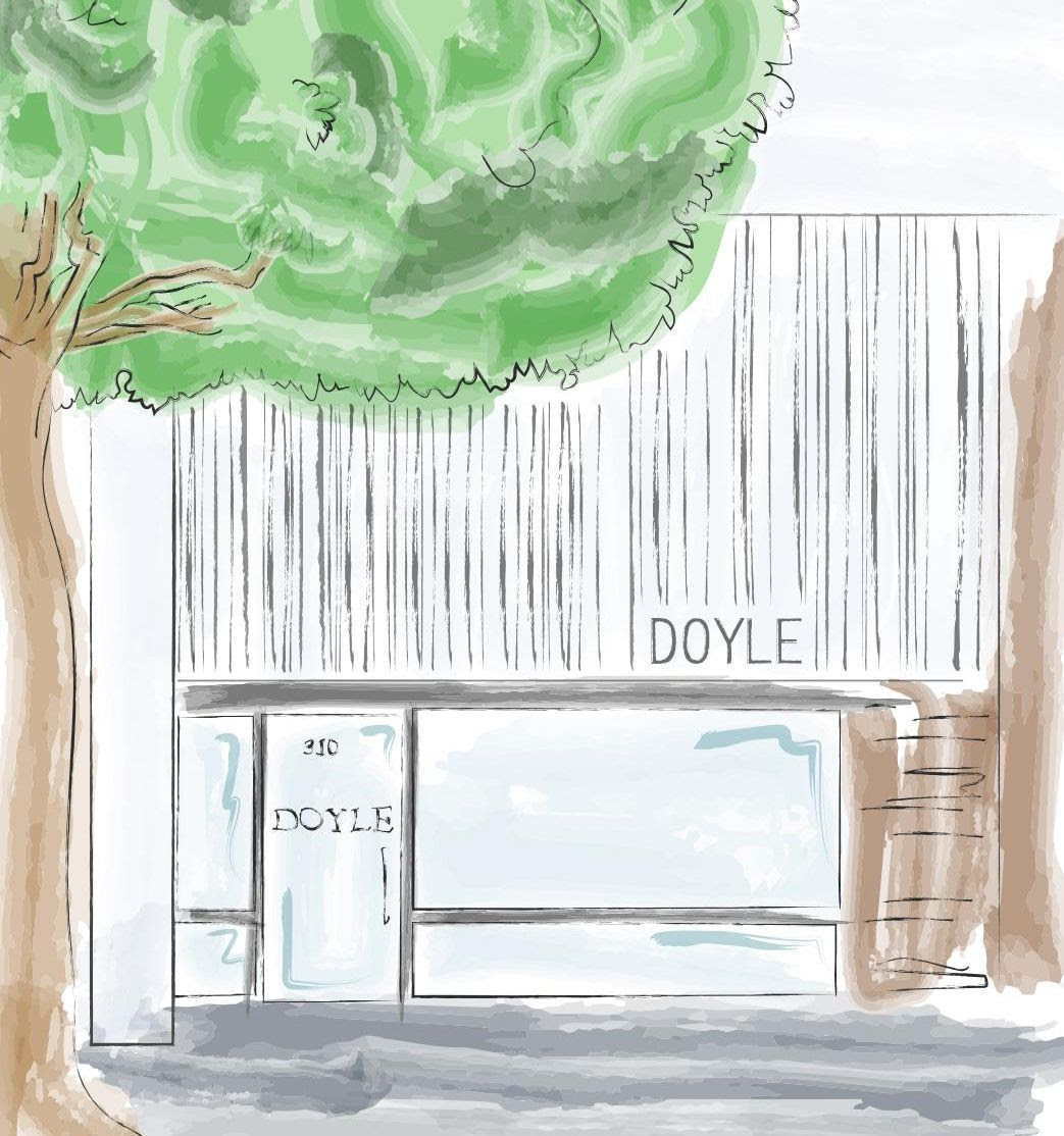An illustration of the exterior of Doyle’s new gallery in Beverly Hills, Calif. Image courtesy of Doyle