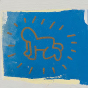 Keith Haring drew this ‘Radiant Baby’ image on the wall of his childhood bedroom in Kutztown, Penn. It will be auctioned at Rago/Wright on September 14. Image courtesy of Rago/Wright