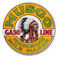 Circa-1920s double-sided porcelain Musgo Gasoline sign, $1.5 million. Image courtesy of Richmond Auctions and LiveAuctioneers