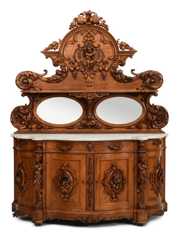 Circa-1880 Mitchell & Rammelsberg Rococo Revival carved oak sideboard, est. $6,000-$8,000