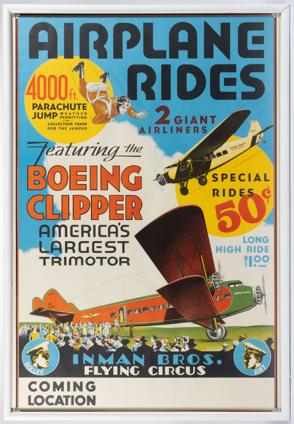  Inman Bros. Flying Circus advertising poster, est. $300-$500