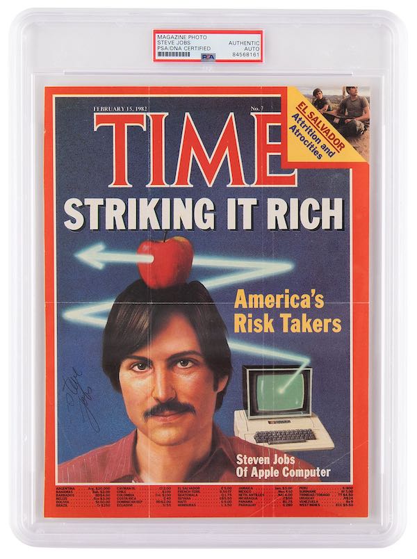  1982 Time magazine cover signed by Steve Jobs, $35,255