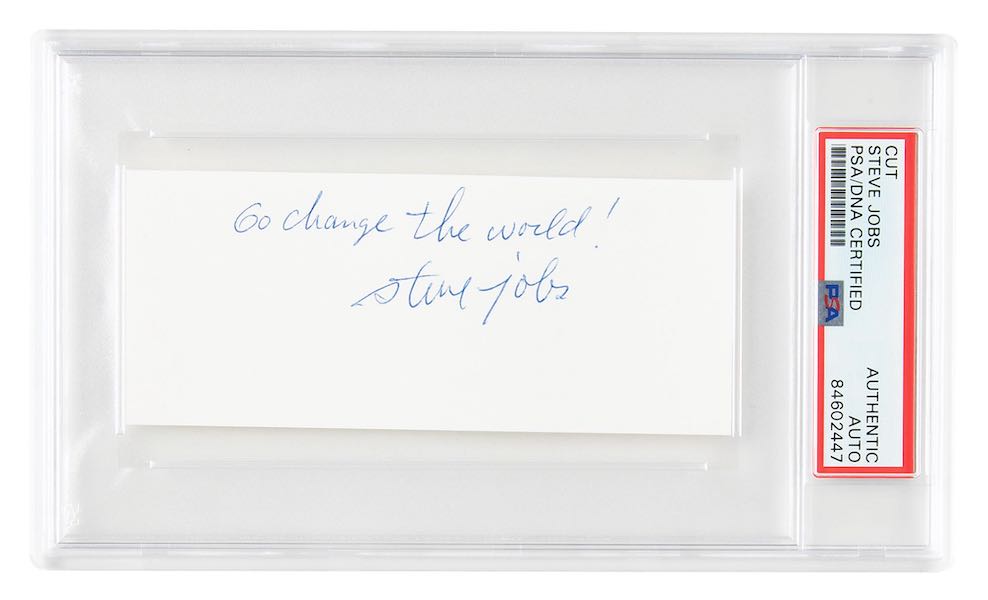 Steve Jobs ‘Go change the world!’ signed quote, $25,599