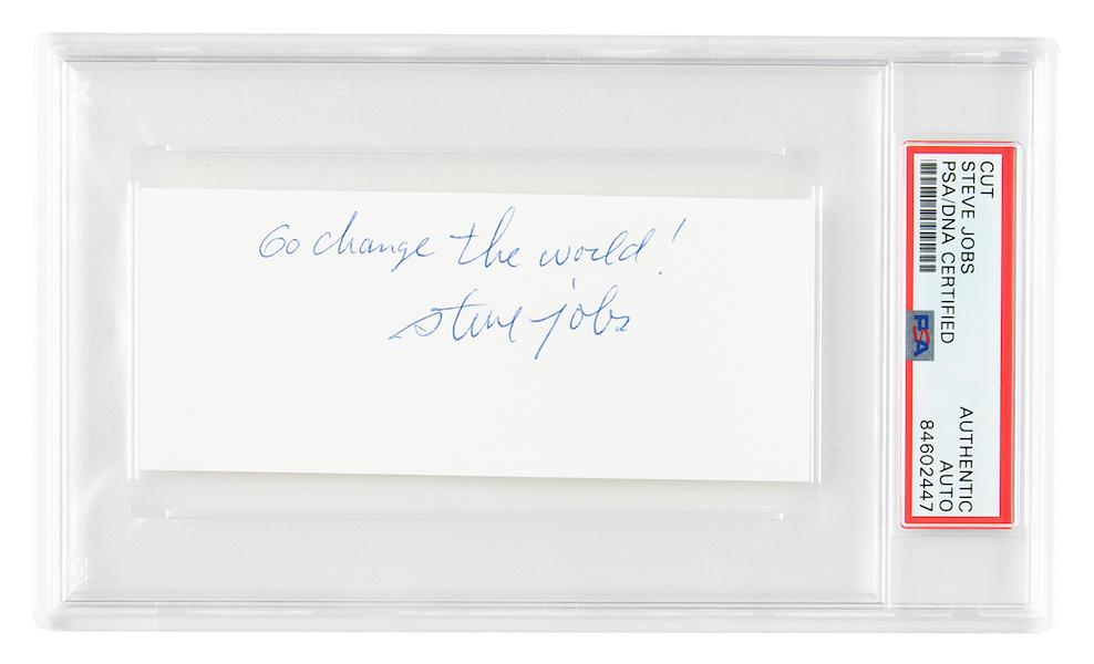 Steve Jobs signed quote, estimated at $6,000-$8,000