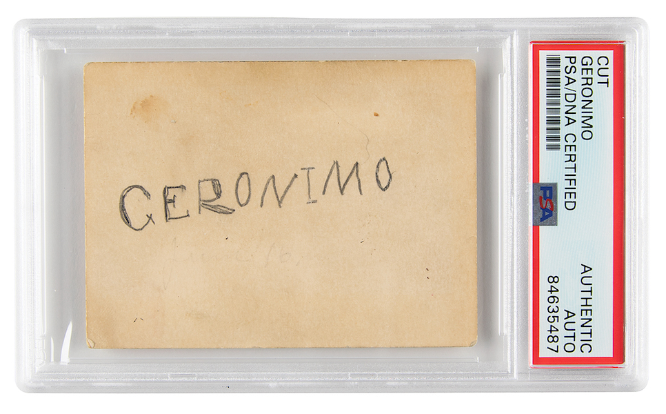  Geronimo signature, estimated at $4,000-$6,000