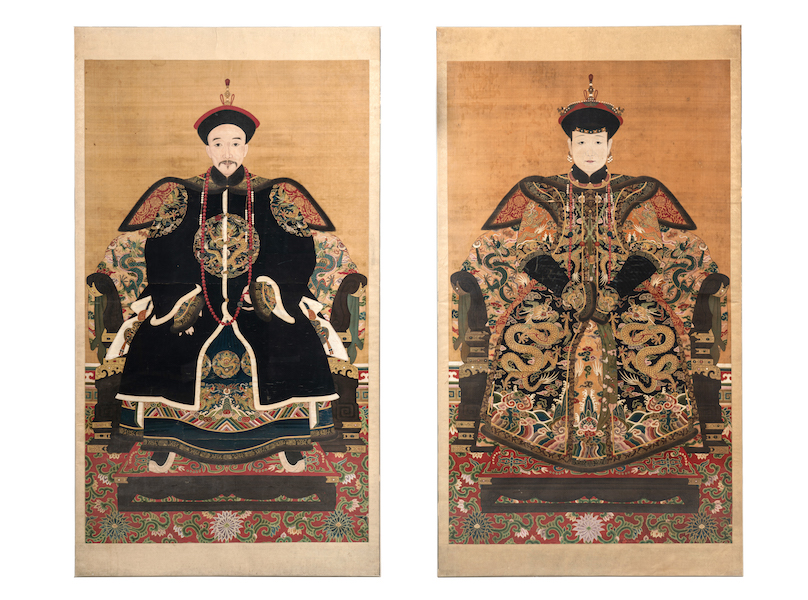 Portraits of a Manchu prince and princess, estimated at $50,000-$70,000