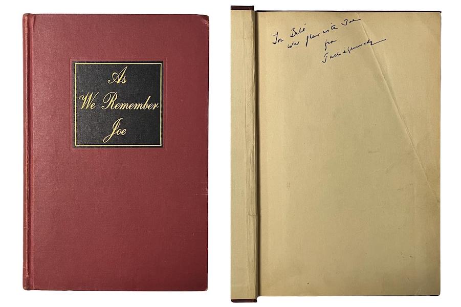 First edition of ‘As We Remember Joe,’ signed and inscribed by JFK, estimated at $10,000-$12,000