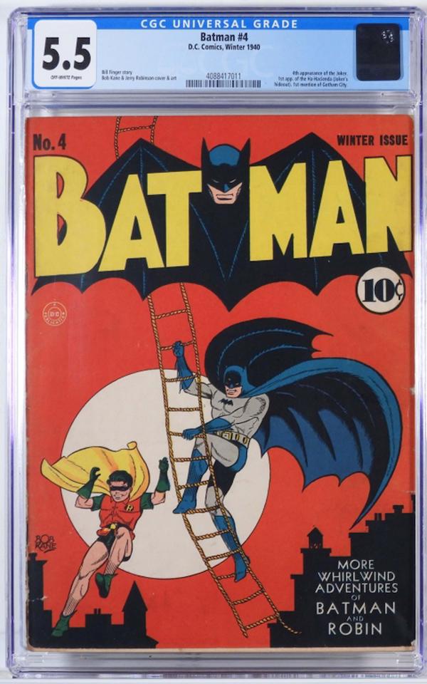 D.C. Comics Batman #4 from Winter 1940, estimated at $2,000-$4,000