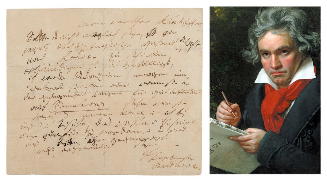  Circa-1823 one-page letter written in German by Ludwig van Beethoven, est. $80,000-$100,000