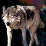 Ken Carlson (United States, b. 1937-), ‘Wolf,’ 1988. Oil on board. 23 by 35in. JKM Collection®, National Museum of Wildlife Art. © Ken Carlson