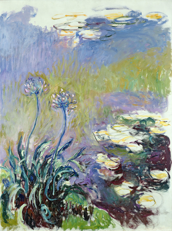  Claude Monet, ‘Agapanthus,’ 1916-1919. Oil on canvas, 200 by 150cm. Musee Marmottan Monet, Paris