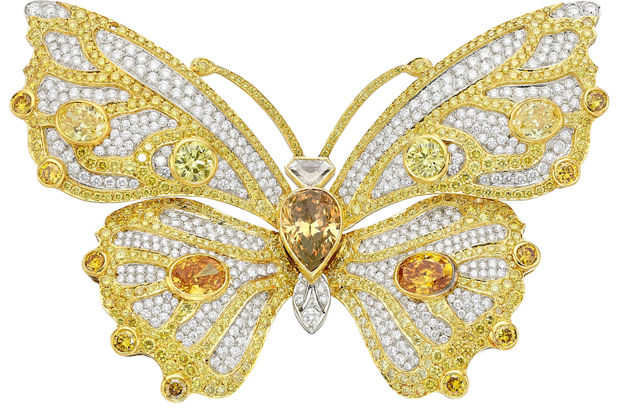 18K gold and diamond butterfly brooch, estimated at $30,000-$50,000. Image courtesy of Heritage Auctions
