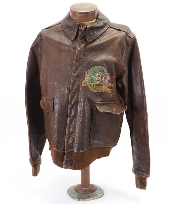WWII leather flight jacket from the U.S. 23rd Bomb Squadron, estimated at $800-$1,200