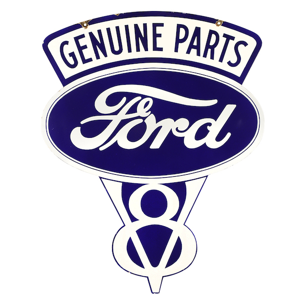  Canadian 1930s Ford V8 double-sided porcelain die-cut sign, CA$23,600