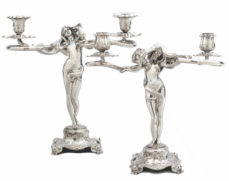 Gorham sterling silver Art Nouveau candelabras from the 1904 St. Louis World's Fair, est. $15,000-$25,000
