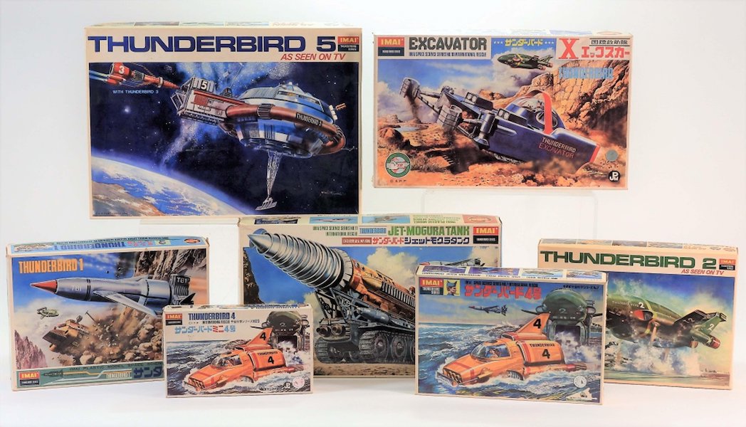 Group of seven 1967 Imai Kagaku first issue Thunderbird Series model kits, est. $300-$500