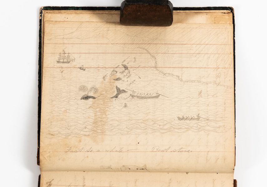 Massachusetts whaling ship logbook, $5,938. Image courtesy of Bonhams Skinner