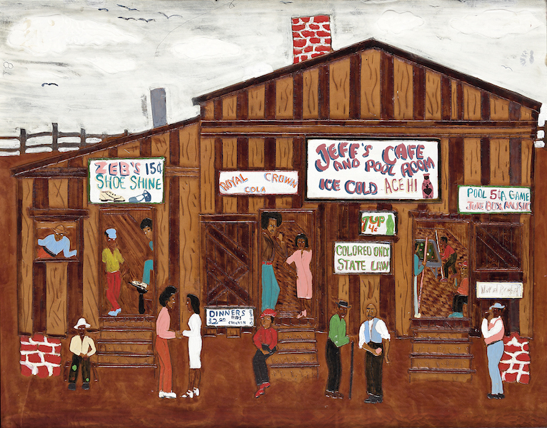  Winfred Rembert, ‘Jeff’s Cafe & Pool Room and Zeb’s Shoe Shine,’ estimated at $25,000-$35,000
