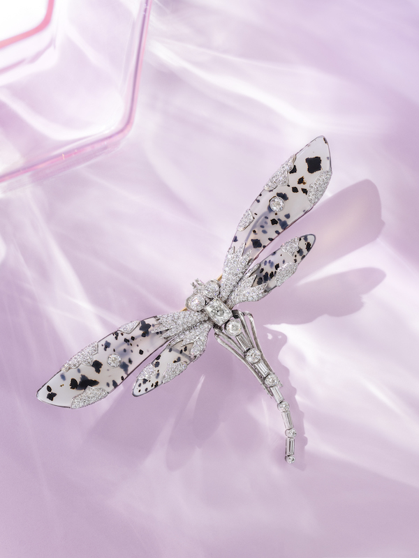 Evelyn Clothier agate and diamond dragonfly brooch, $34,375