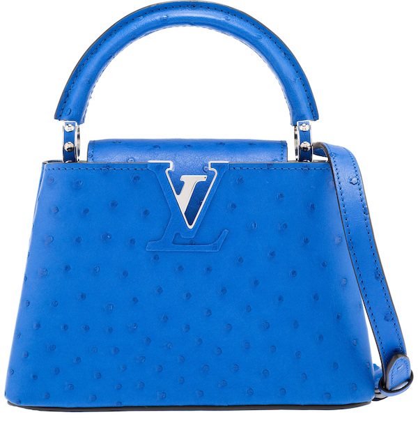 Louis Vuitton Blue Ostrich Mini Capucines Bag, estimated at $6,000-$8,000. Image courtesy of Heritage Auctions