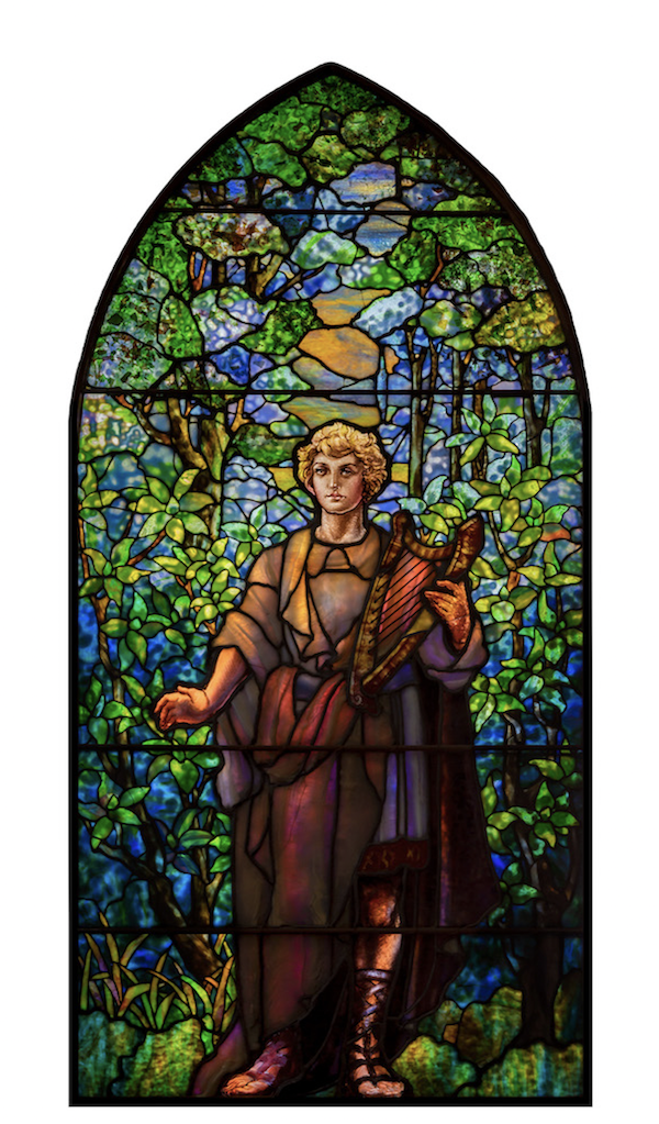 Circa-1910 Tiffany Studios leaded glass window of Boy David, est. $50,000-$80,000